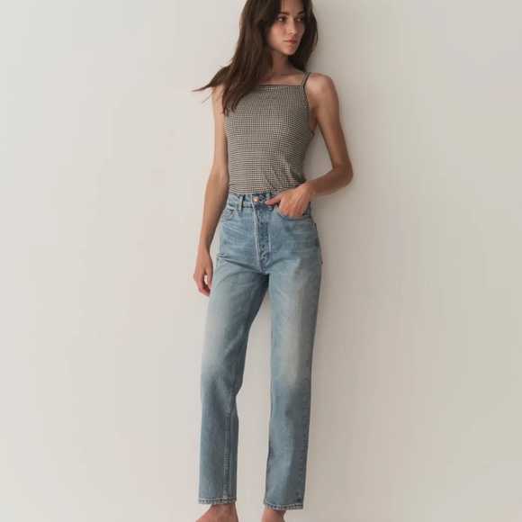 NWT DÔEN Angie Straight Neck Tank | Sz Medium | Noir La Maddalena Gingham Black - Picture 10 of 14